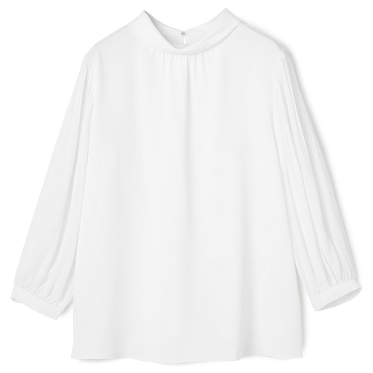 シルバーライン 【SL/7分袖】2WAYロールカラープルオーバー/ホワイト 白