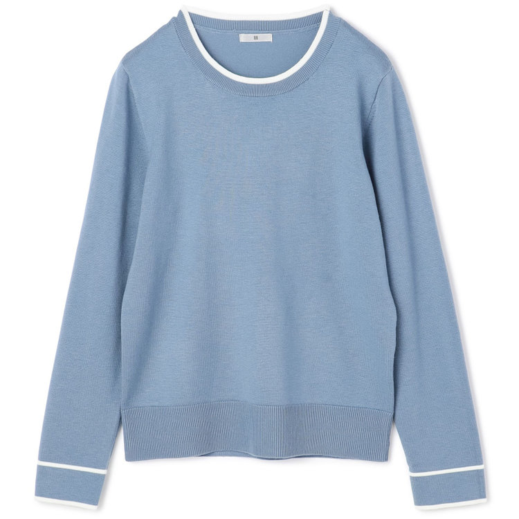 シルバーライン 【SL】【秋冬】 ラウンドネック ニットセーター/ブルー/マシンウォッシャブル 青淡色