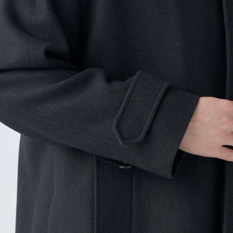 シルバーライン 【SL】ウールブレンドステンカラードロップショルダーデュアリティサイドスリットコート/ダークグレー/140S BLENDED EXTRA FINE MERINO WOOL グレー濃色