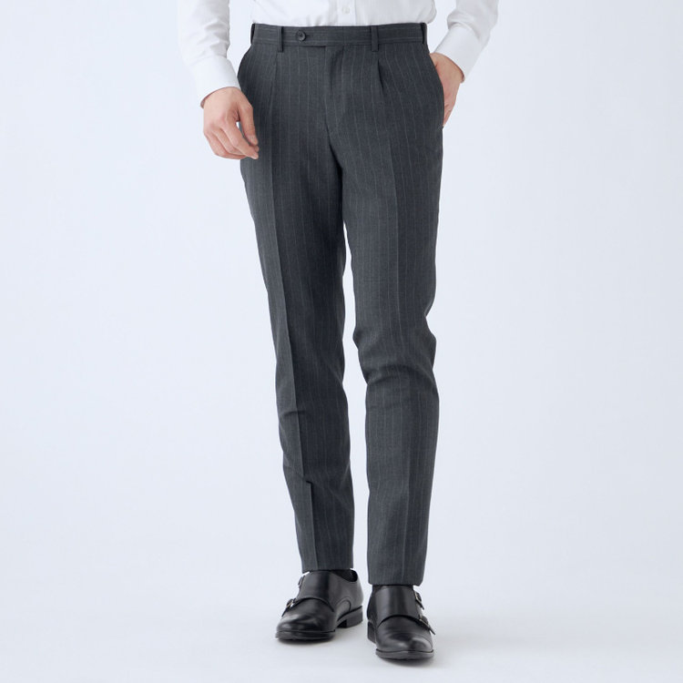 シルバーライン 【発送在庫あり】【CLASSICO TAPERED】【秋冬】2釦シングルスーツ 1タック/グレー×ストライプ/REDA ACTIVE/NEW ZEALAND MERINO/SHOWER CLEAN/※裾上げ必要 グレー濃色