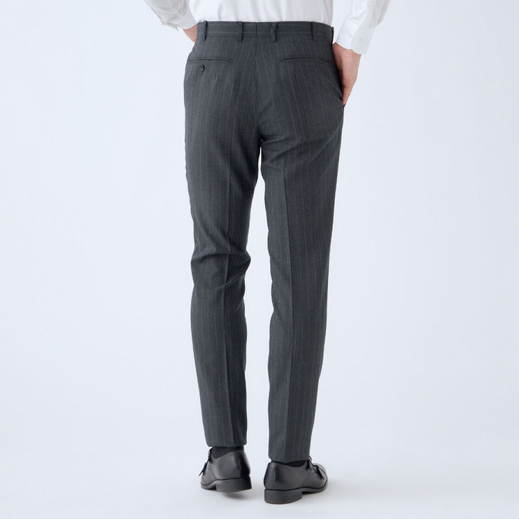 シルバーライン 【発送在庫あり】【CLASSICO TAPERED】【秋冬】2釦シングルスーツ 1タック/グレー×ストライプ/REDA ACTIVE/NEW ZEALAND MERINO/SHOWER CLEAN/※裾上げ必要 グレー濃色