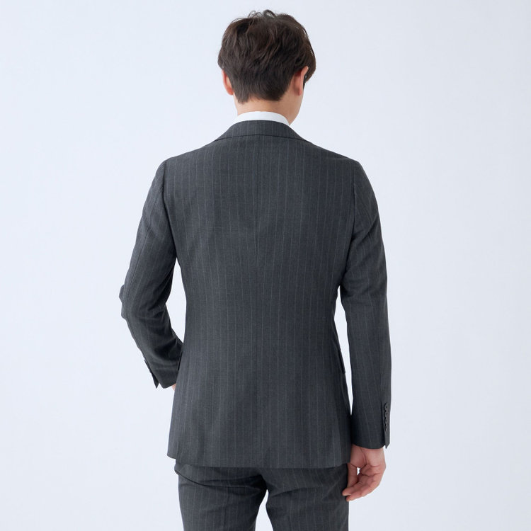 シルバーライン 【発送在庫あり】【CLASSICO TAPERED】【秋冬】2釦シングルスーツ 1タック/グレー×ストライプ/REDA ACTIVE/NEW ZEALAND MERINO/SHOWER CLEAN/※裾上げ必要 グレー濃色