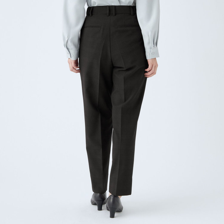 シルバーライン 【SL】【秋冬】4釦1掛けダブルパンツスーツ/ブラック×シャドーチェック/パンツウエストシャーリング/ウォッシャブル/※パンツ裾上げ済仕様 黒