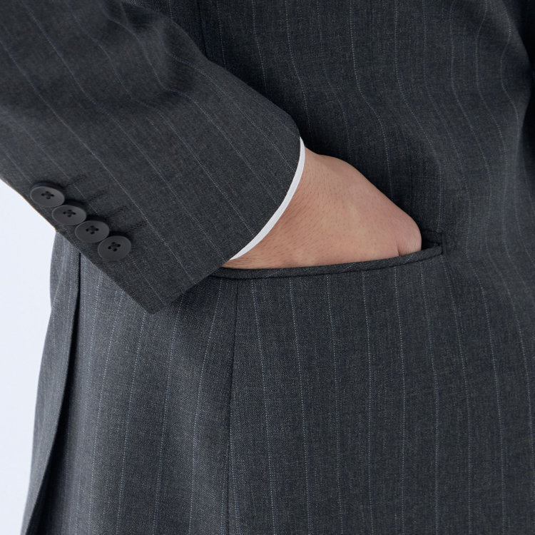 シルバーライン 【発送在庫あり】【CLASSICO TAPERED】【秋冬】2釦シングルスーツ 1タック/グレー×ストライプ/REDA ACTIVE/NEW ZEALAND MERINO/SHOWER CLEAN/※裾上げ必要 グレー濃色