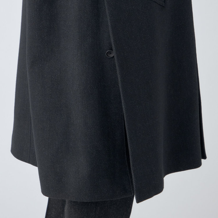 シルバーライン 【SL】ウールブレンドステンカラードロップショルダーデュアリティサイドスリットコート/ダークグレー/140S BLENDED EXTRA FINE MERINO WOOL グレー濃色