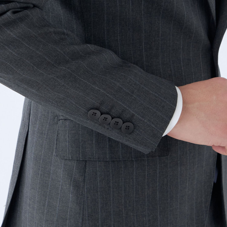 シルバーライン 【発送在庫あり】【CLASSICO TAPERED】【秋冬】2釦シングルスーツ 1タック/グレー×ストライプ/REDA ACTIVE/NEW ZEALAND MERINO/SHOWER CLEAN/※裾上げ必要 グレー濃色