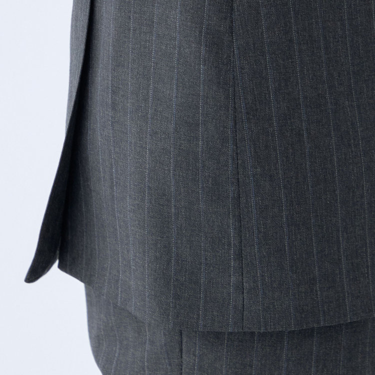 シルバーライン 【発送在庫あり】【CLASSICO TAPERED】【秋冬】2釦シングルスーツ 1タック/グレー×ストライプ/REDA ACTIVE/NEW ZEALAND MERINO/SHOWER CLEAN/※裾上げ必要 グレー濃色