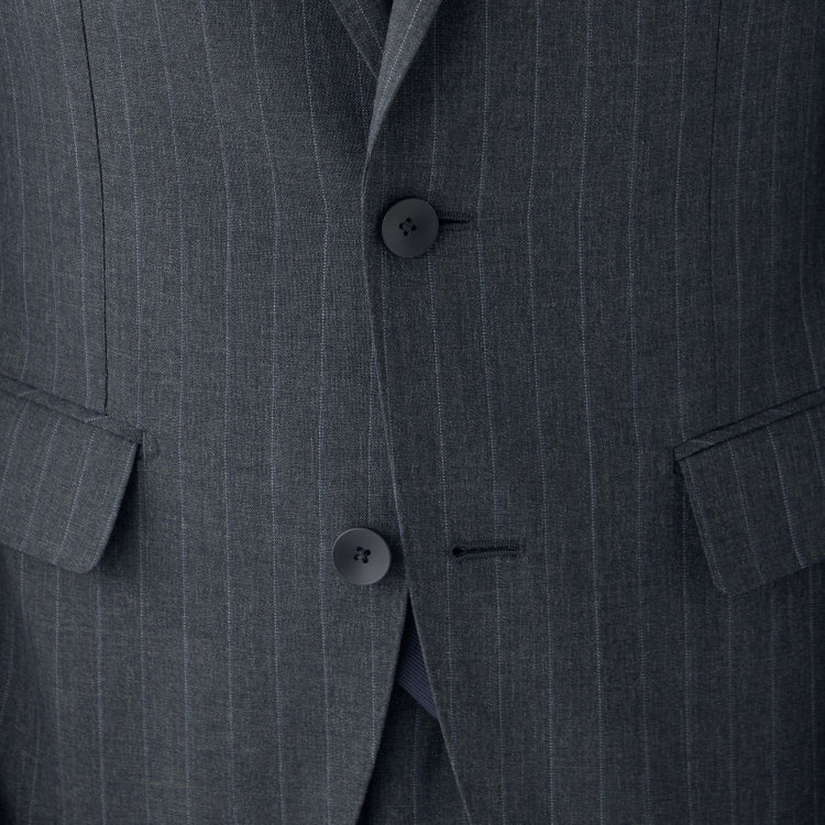 シルバーライン 【発送在庫あり】【CLASSICO TAPERED】【秋冬】2釦シングルスーツ 1タック/グレー×ストライプ/REDA ACTIVE/NEW ZEALAND MERINO/SHOWER CLEAN/※裾上げ必要 グレー濃色