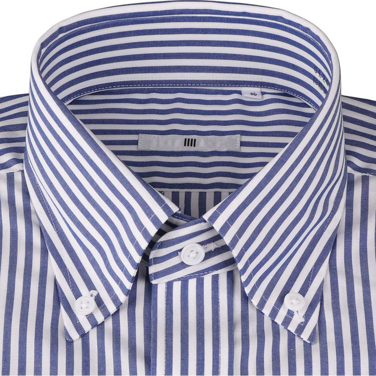 シルバーライン 【SL】【形態安定】ボタンダウンドレスワイシャツ/ネイビー＆ホワイト×ストライプ 青濃色