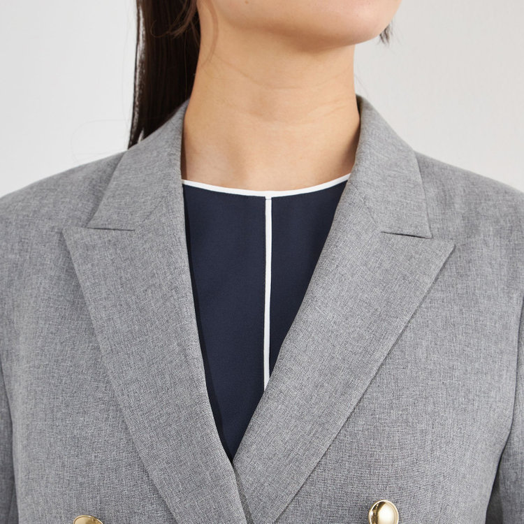 シルバーライン 【SILVER LINE】【春夏】6釦2掛けダブルブレザー/4S SUSTAINABILITY&ECOLOGY FABRIC/ライトグレー×メタル釦 グレー淡色