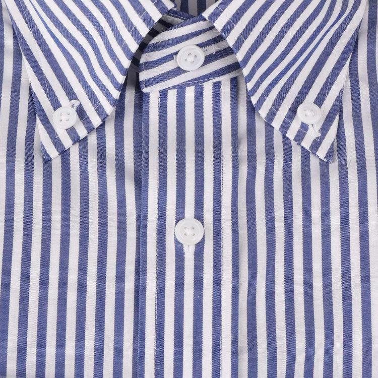 シルバーライン 【SL】【形態安定】ボタンダウンドレスワイシャツ/ネイビー＆ホワイト×ストライプ 青濃色