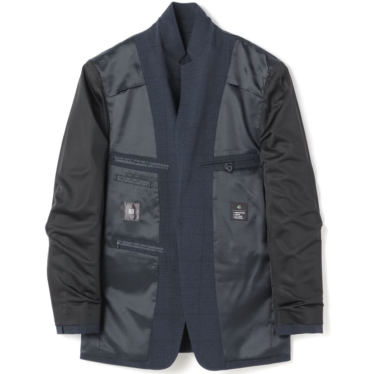 ブラックライン 【発送在庫あり】【SLIM TAPERED_2】【春夏】2釦シングルスリーピーススーツ 0タック/ネイビー×チェック/ウエストシャーリング/4S SUSTAINABILITY&ECOLOGY FABRIC/※パンツ裾上げ済仕様 紺濃色