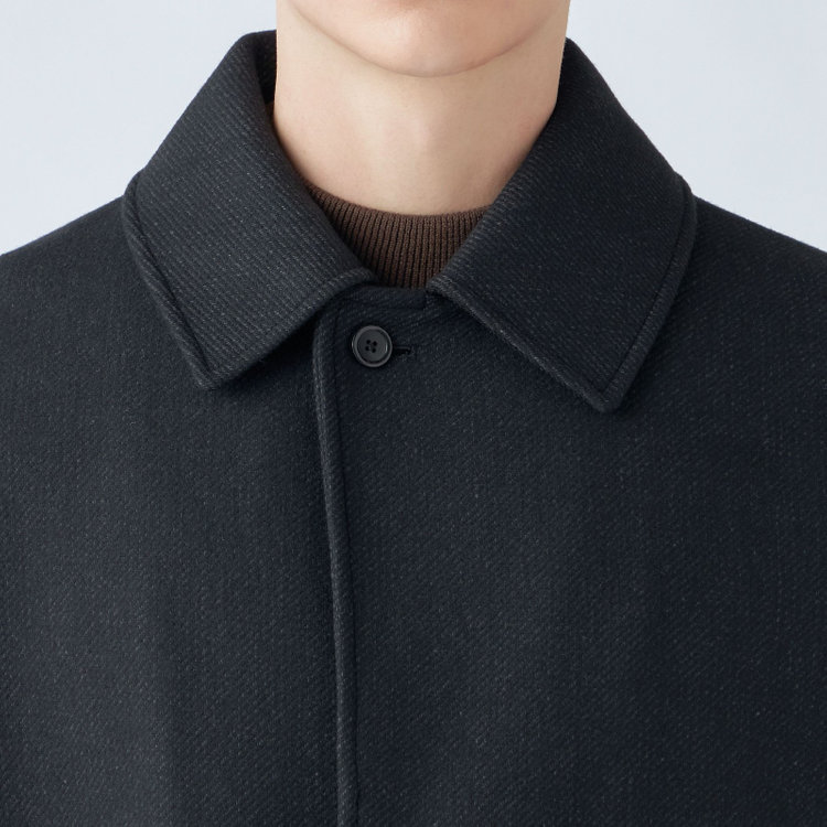 シルバーライン 【SL】ウールブレンドステンカラードロップショルダーデュアリティサイドスリットコート/ダークグレー/140S BLENDED EXTRA FINE MERINO WOOL グレー濃色