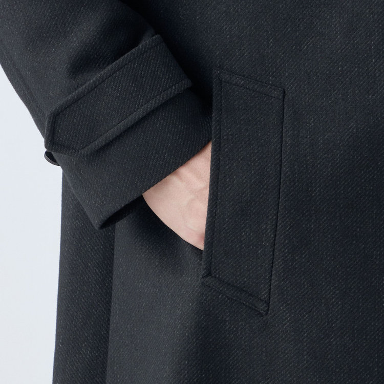 シルバーライン 【SL】ウールブレンドステンカラードロップショルダーデュアリティサイドスリットコート/ダークグレー/140S BLENDED EXTRA FINE MERINO WOOL グレー濃色