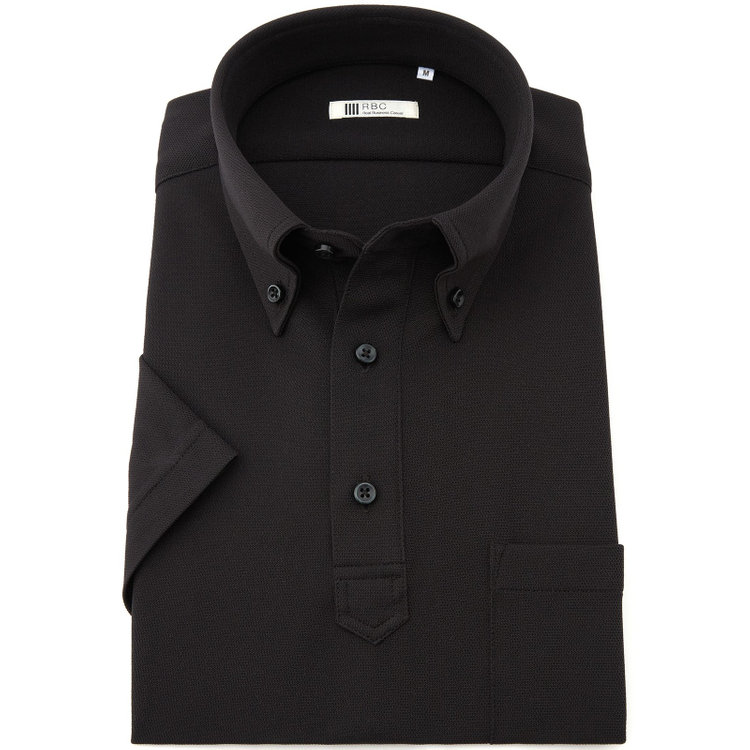 シルバーライン 【発送在庫あり】【WEB限定】【RBC/半袖】ボタンダウンビズポロシャツ プルオーバータイプ/ブラック/4S 黒