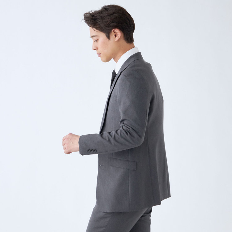 ブラックライン 【発送在庫あり】【SLIM TAPERED_2】【年間】2釦シングルスリーピーススーツ 0タック/グレー/4S/※パンツ裾上げ済仕様 グレー濃色