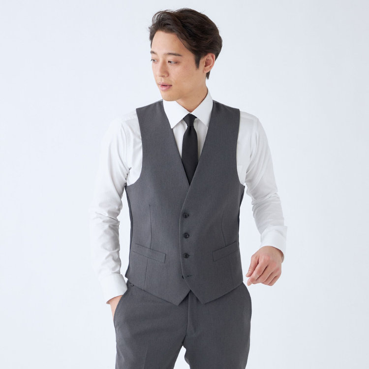 ブラックライン 【発送在庫あり】【SLIM TAPERED_2】【年間】2釦シングルスリーピーススーツ 0タック/グレー/4S/※パンツ裾上げ済仕様 グレー濃色