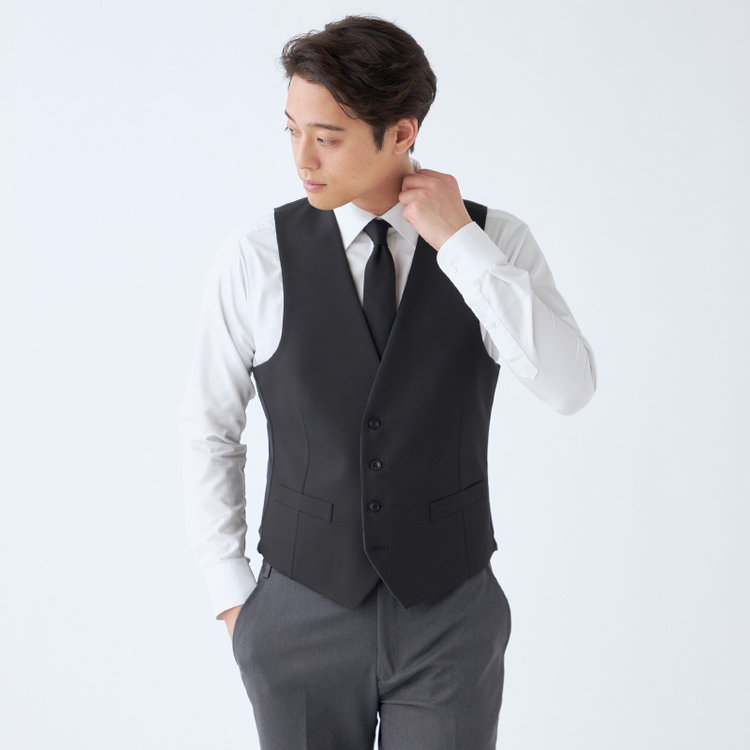 ブラックライン 【発送在庫あり】【SLIM TAPERED_2】【年間】2釦シングルスリーピーススーツ 0タック/グレー/4S/※パンツ裾上げ済仕様 グレー濃色