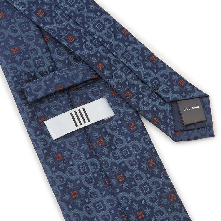 シルバーライン 【SILVER LINE】シルク小紋ネクタイ 8.0cm幅/ネイビー その他
