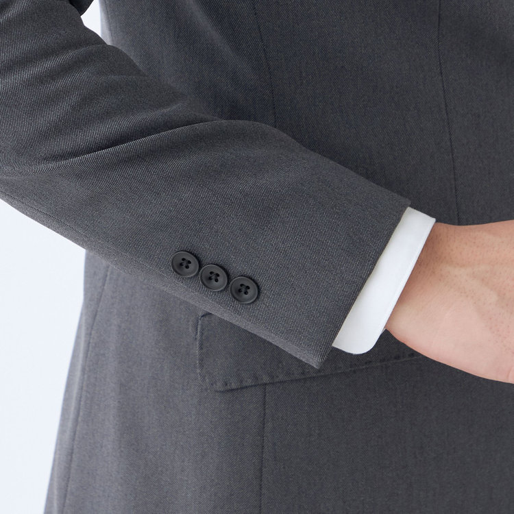 ブラックライン 【発送在庫あり】【SLIM TAPERED_2】【年間】2釦シングルスリーピーススーツ 0タック/グレー/4S/※パンツ裾上げ済仕様 グレー濃色