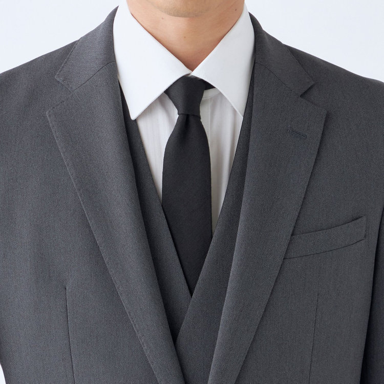 ブラックライン 【発送在庫あり】【SLIM TAPERED_2】【年間】2釦シングルスリーピーススーツ 0タック/グレー/4S/※パンツ裾上げ済仕様 グレー濃色