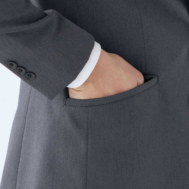 ブラックライン 【発送在庫あり】【SLIM TAPERED_2】【年間】2釦シングルスリーピーススーツ 0タック/グレー/4S/※パンツ裾上げ済仕様 グレー濃色