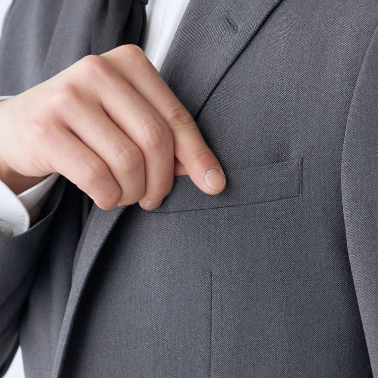 ブラックライン 【発送在庫あり】【SLIM TAPERED_2】【年間】2釦シングルスリーピーススーツ 0タック/グレー/4S/※パンツ裾上げ済仕様 グレー濃色