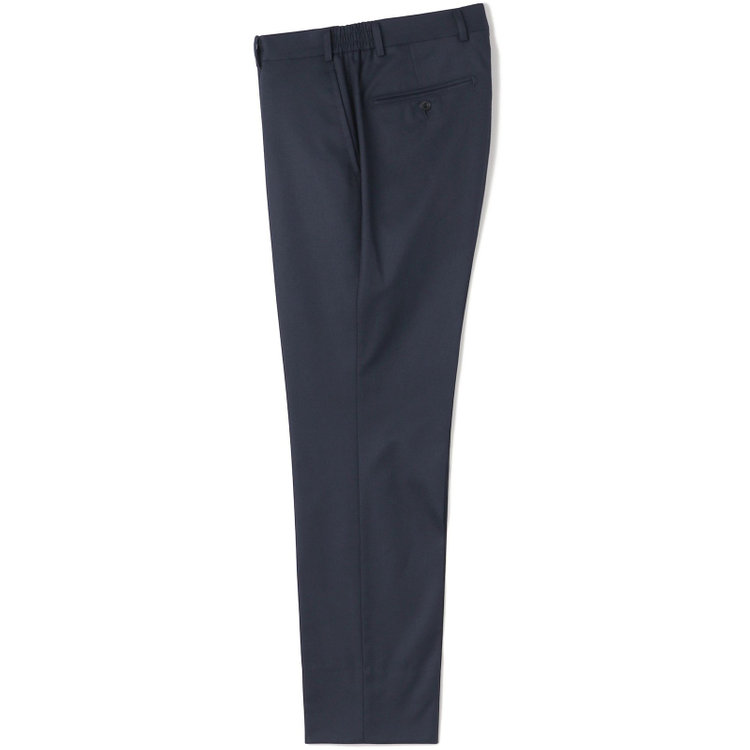 ブラックライン 【SLIM TAPERED_2】【年間】2釦シングルスリーピーススーツ 0タック/ネイビー/ウエストシャーリング/4S SUSTAINABILITY&ECOLOGY FABRIC/※パンツ裾上げ済仕様 紺濃色