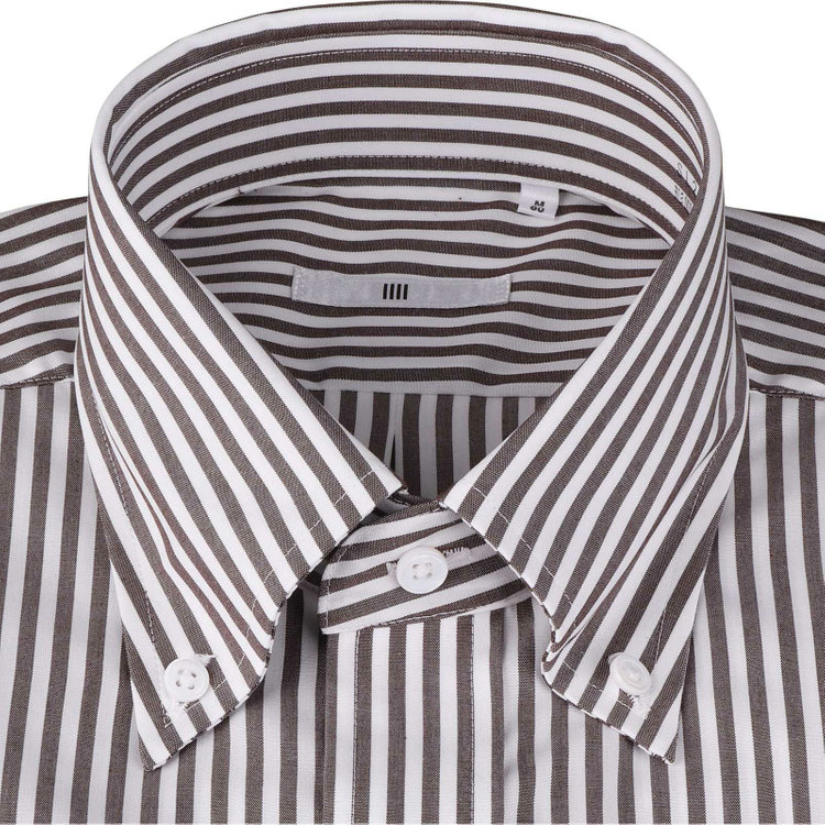 シルバーライン 【SILVER LINE】【形態安定】ボタンダウンドレスワイシャツ/ブラウン＆ホワイト×ストライプ 茶中間