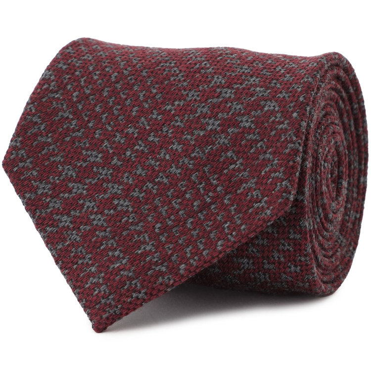 シルバーライン 【発送在庫あり】【SILVER LINE】ウールシルクチェックネクタイ 8.5cm幅/ワイン×グレー/Finest fabrics by COMO ITALY その他
