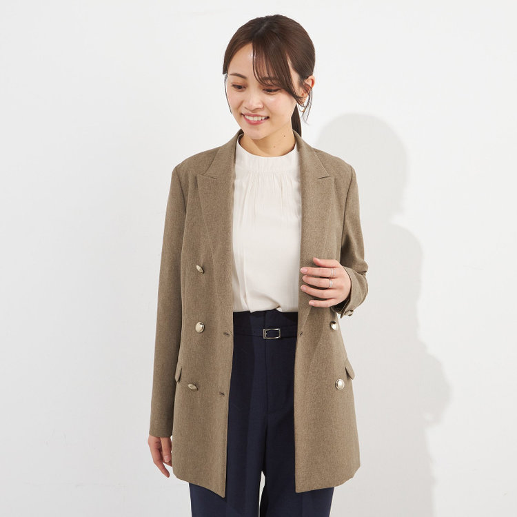 シルバーライン 【SILVER LINE】【春夏】6釦2掛けダブルブレザー/4S SUSTAINABILITY&ECOLOGY FABRIC/ブラウン×メタル釦 茶中間