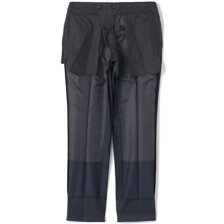 ブラックライン 【SLIM TAPERED_2】【年間】2釦シングルスリーピーススーツ 0タック/ネイビー/ウエストシャーリング/4S SUSTAINABILITY&ECOLOGY FABRIC/※パンツ裾上げ済仕様 紺濃色
