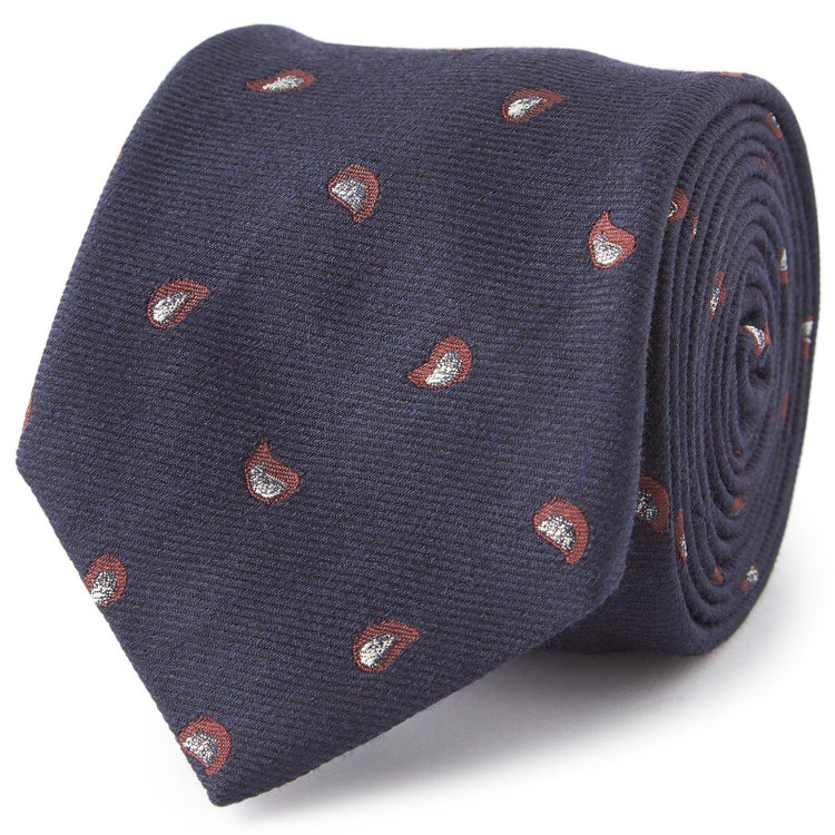 ブラックライン 【BL】シルクウール小紋ネクタイ 7.5cm幅/ネイビー/ITALIAN FABRICS その他