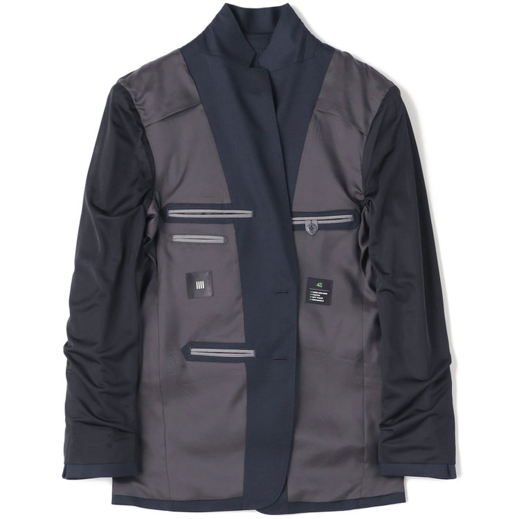 ブラックライン 【SLIM TAPERED_2】【年間】2釦シングルスリーピーススーツ 0タック/ネイビー/ウエストシャーリング/4S SUSTAINABILITY&ECOLOGY FABRIC/※パンツ裾上げ済仕様 紺濃色