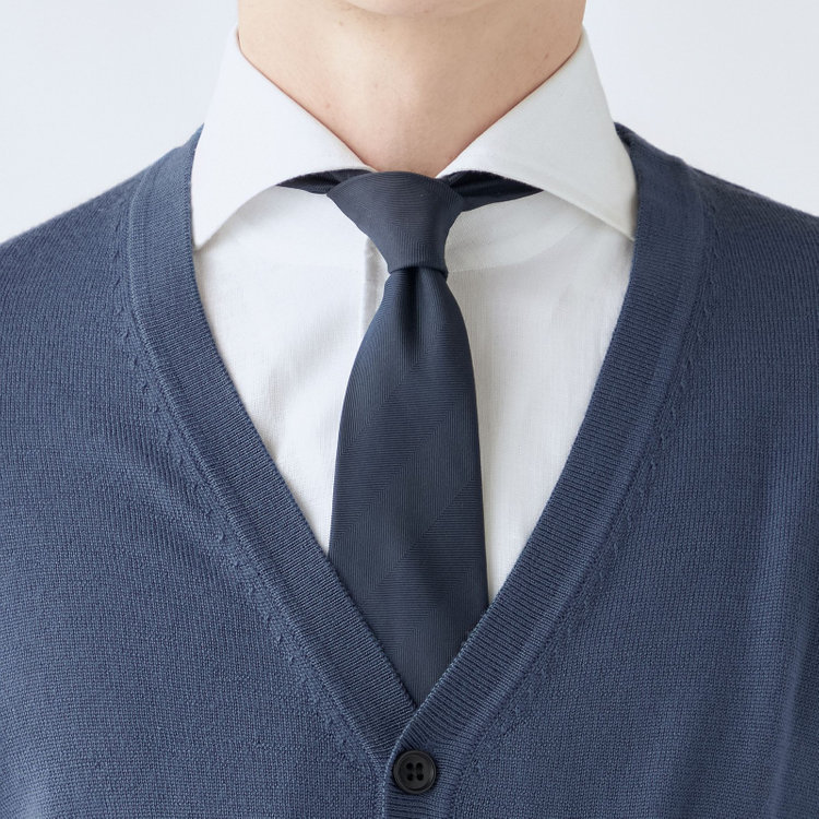 スーツセレクト 【RBC】【秋冬】ウール100%ニットカーディガン/ブルー/ZEGNA BARUFFA/マシンウォッシャブル 青中間