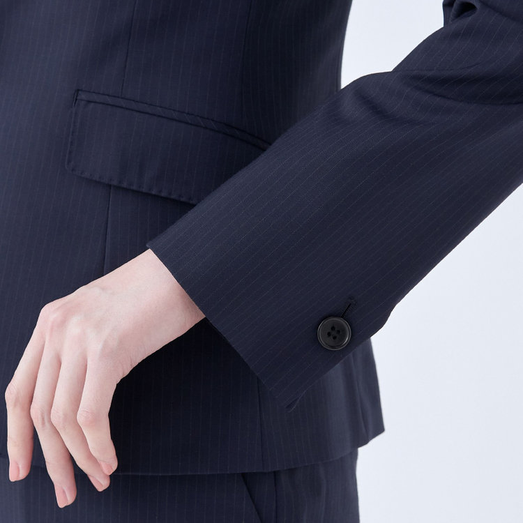 スーツセレクト 【SUIT SELECT×Samantha Thavasa】【年間】1釦ジャケット/ネイビー×ストライプ/4S/マシンウォシャブル 紺中間