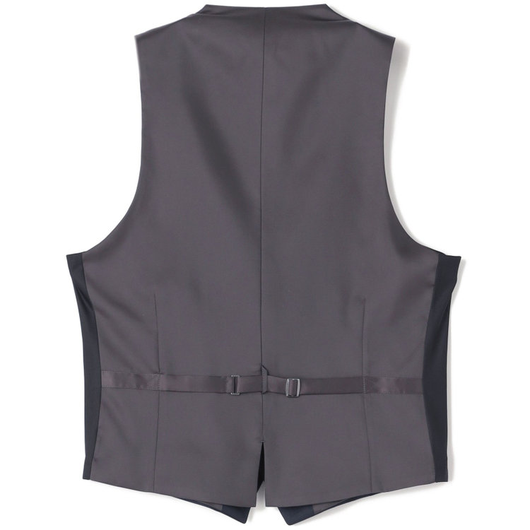 ブラックライン 【SLIM TAPERED_2】【年間】2釦シングルスリーピーススーツ 0タック/ネイビー/ウエストシャーリング/4S SUSTAINABILITY&ECOLOGY FABRIC/※パンツ裾上げ済仕様 紺濃色