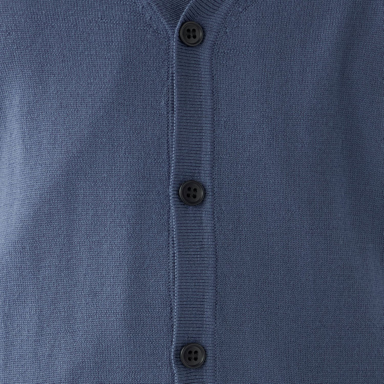 スーツセレクト 【RBC】【秋冬】ウール100%ニットカーディガン/ブルー/ZEGNA BARUFFA/マシンウォッシャブル 青中間