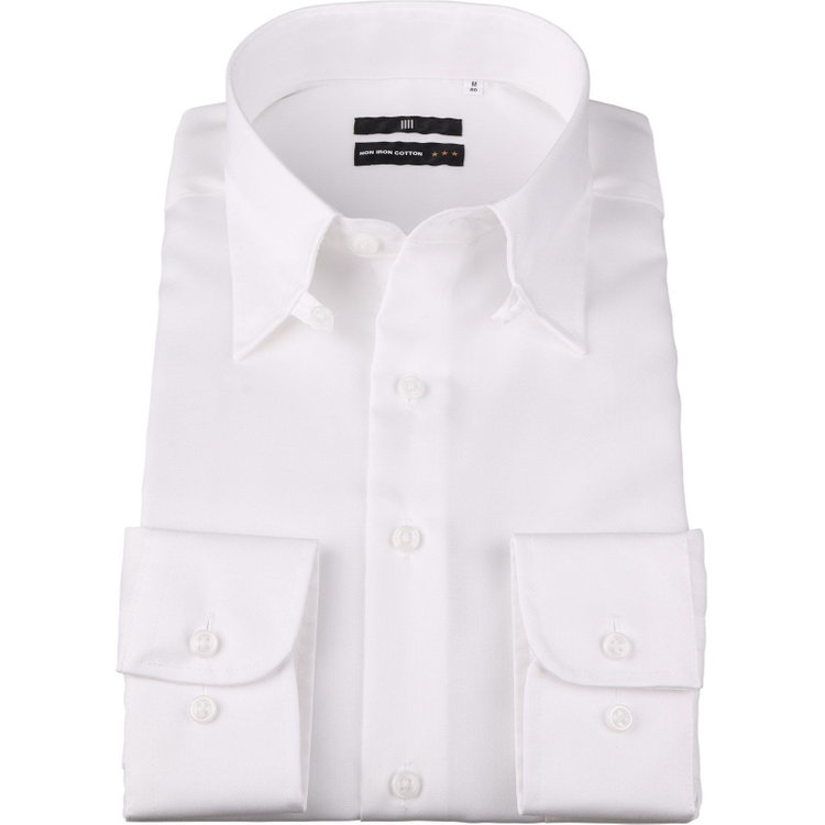 SUIT SELECT　アウトレット 【WEB限定/OUTLET/汚れ・キズ等有】【BL-3】【形態安定】【ノンアイロン】タブカラードレスワイシャツ/ホワイト/NON IRON COTTON 白