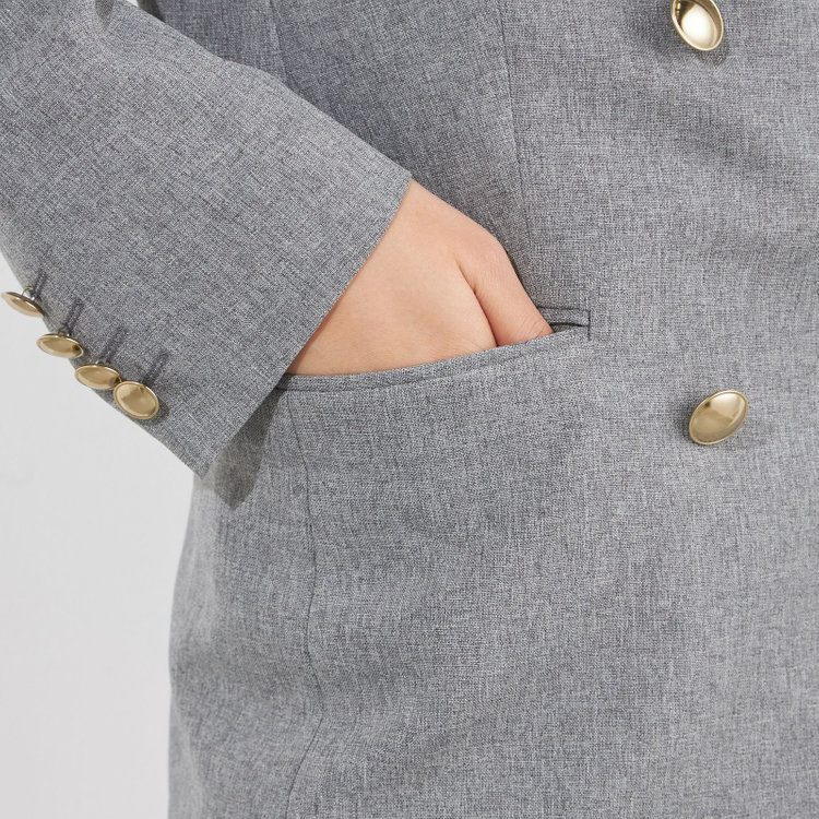 シルバーライン 【SILVER LINE】【春夏】6釦2掛けダブルブレザー/4S SUSTAINABILITY&ECOLOGY FABRIC/ライトグレー×メタル釦 グレー淡色