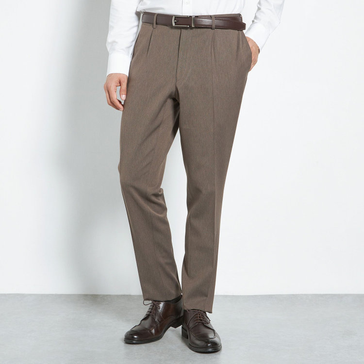 シルバーライン 【CLASSICO TAPERED】【春夏】1タックテーパードパンツ/ブラウン/ウエストムーブ仕様/4S SUSTAINABILITY&ECOLOGY FABRIC/※裾上げ済仕様 茶淡色