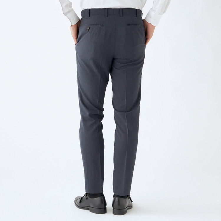 シルバーライン 【CLASSICO TAPERED】【春夏】コーディネートパンツ付き/2釦シングルスーツ 1タック/ネイビー×チェック+グレーソリッドパンツ/ウエストムーブ/4S SUSTAINABILITY/BREATH EFFECT AIR/※パンツ裾上げ済仕様 紺濃色