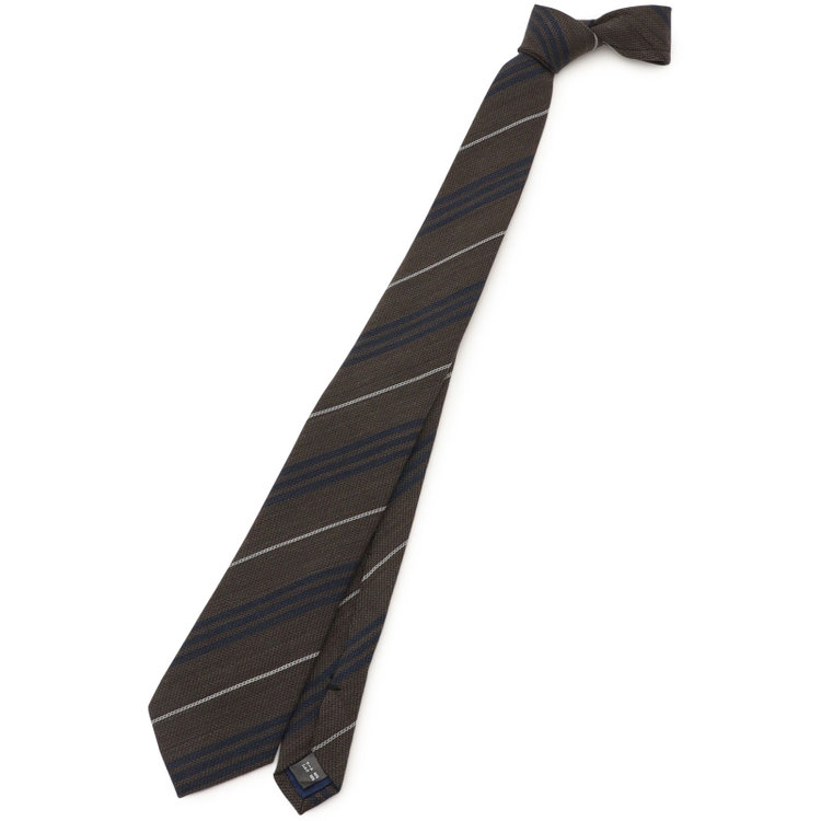 ブラックライン 【発送在庫あり】【BL】ウールシルクストライプネクタイ 7.5cm幅/ブラウン×ネイビー＆グレー/ITALIAN FABRICS その他