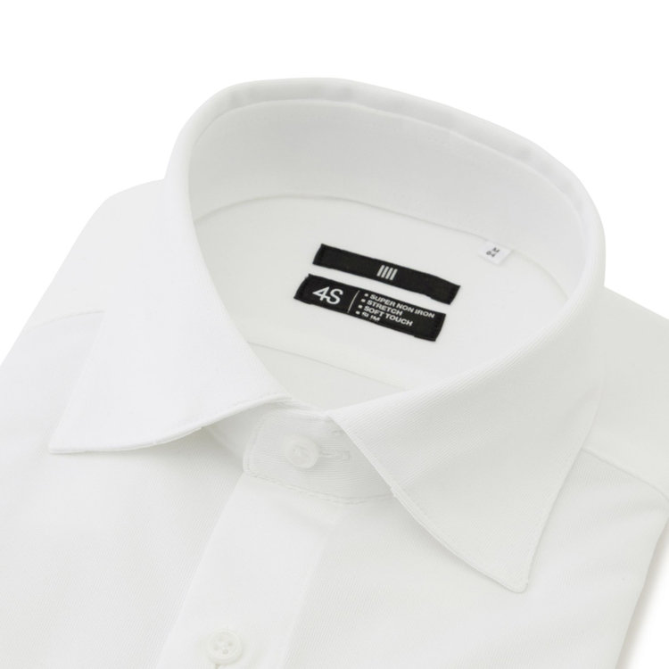 ブラックライン 【発送在庫あり】【WEB限定】【BLACK LINE】ワイドカラーワイシャツ/ホワイト/「4S」スーパーノンアイロン・ストレッチ 白