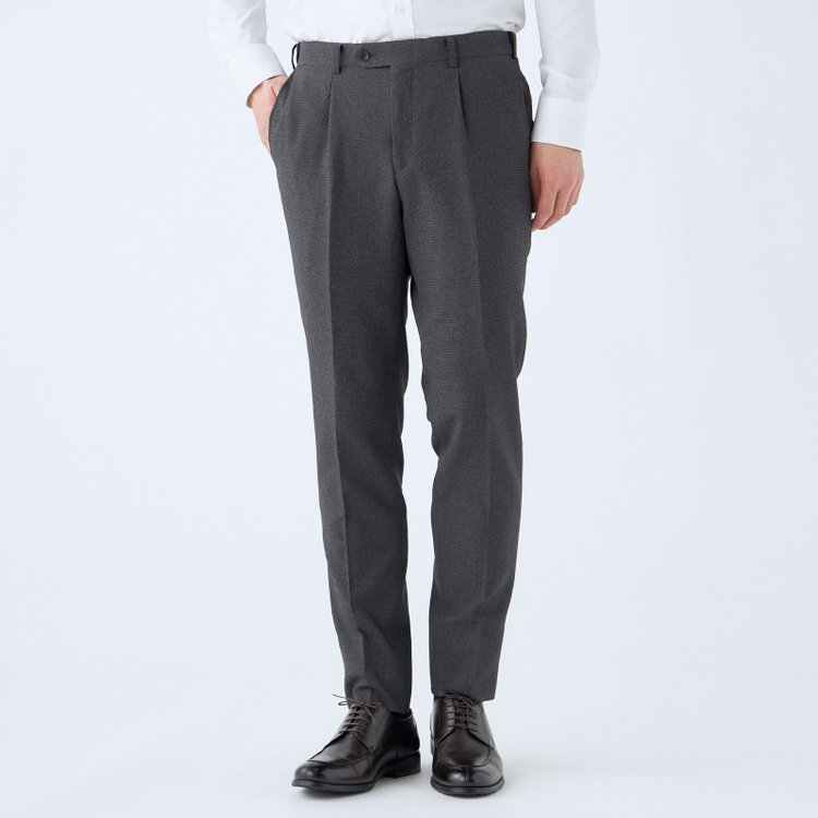 シルバーライン 【CLASSICO TAPERED】【秋冬】2釦シングルスーツ 1タックテーパードパンツ/グレー×ドビー/ウエストムーブ/4S SUSTAINABILITY&ECOLOGY FABRIC/※パンツ裾上げ済仕様 グレー中間
