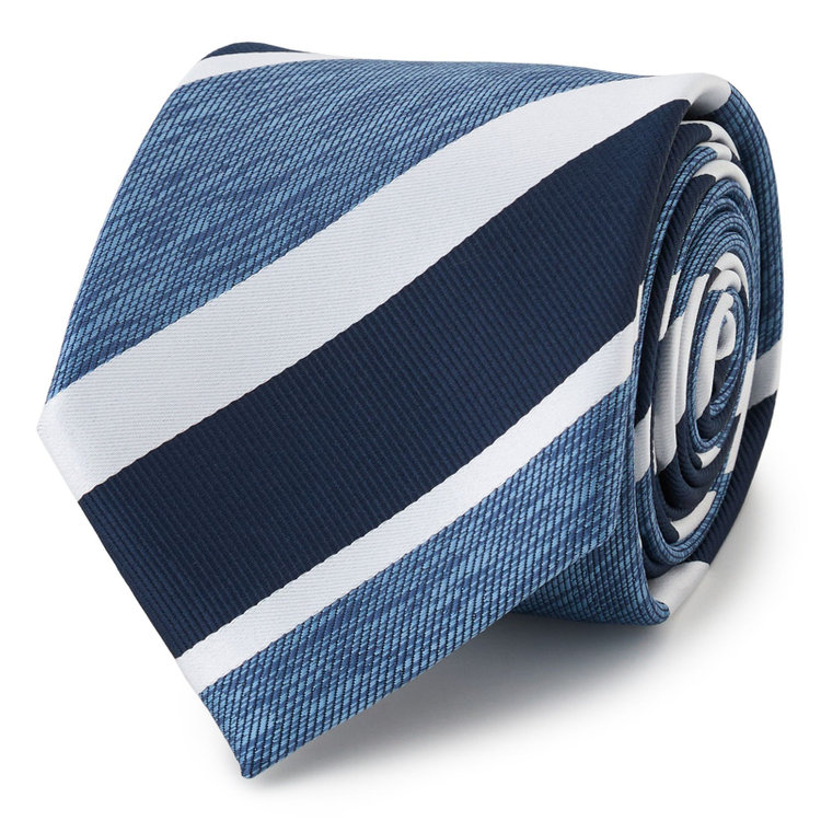 ブラックライン 【BLACK LINE】ポリエステルストライプネクタイ 7.5cm幅/ネイビー×ブルー×ホワイト/ウォッシャブル その他