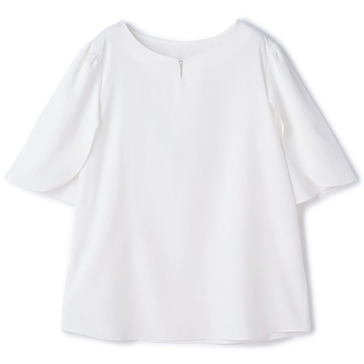 シルバーライン 【SILVER LINE/5分袖】フラワースリーブプルオーバー/ホワイト 白