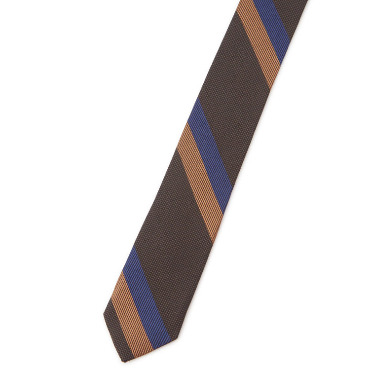 シルバーライン 【SILVER LINE】コットンシルクストライプネクタイ 8.5cm幅/ブラウン/ITALIAN FABRICS その他