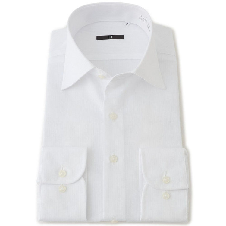 ブラックライン 【BLACK LINE】【形態安定】ワイドカラードレスワイシャツ/ホワイト×ドビー 白