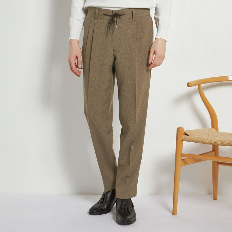 シルバーライン 【RBC】【春夏】3釦段返りシングルスーツ 2タック/ブラウン/ドローコード&ウエストシャーリング/※パンツ裾上げ済仕様 茶中間